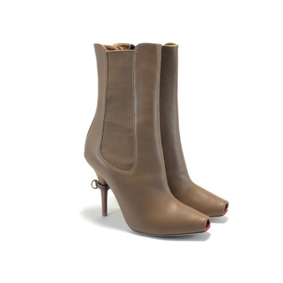 BURBERRY Brown Peep Toe Ankle Leather Boots Size Eu:36 - Picture 3 of 11